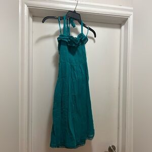 Anthropologie Maeve gauze teal green halter dress S NWT